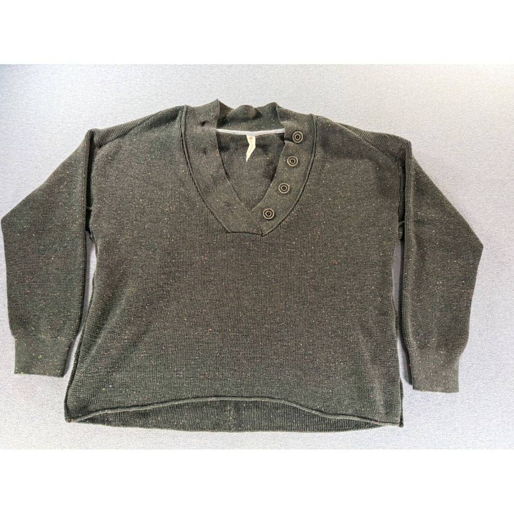 Daily Practice Anthropologie Confetti Thermal Henley Sweater Grey Small